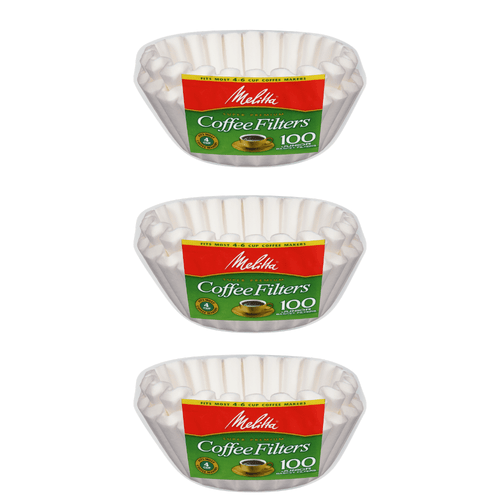 Melitta Junior Basket Coffee Filters, 4-6 Cup, White 100 Count (3 Pack)