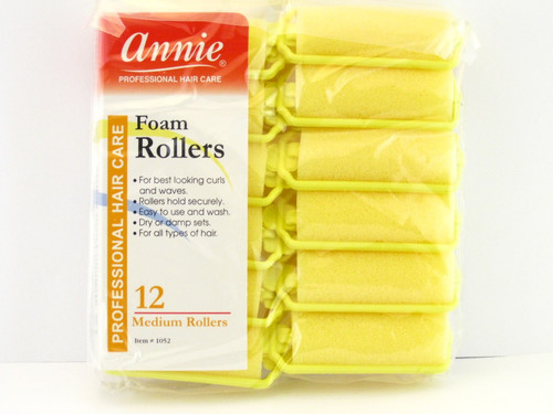 Annie Medium 7/8" Foam Hair Rollers - 12 Pcs.
