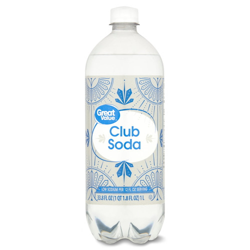 Great Value Low Sodium Club Soda Sparkling Water, 33.8 Fl Oz, 1 Single Bottle