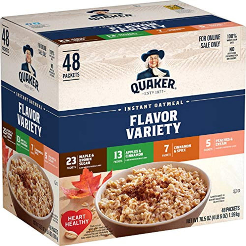 Quaker Instant Oatmeal, 4 Flavor Variety Pack, Individual Packets, 44 Count