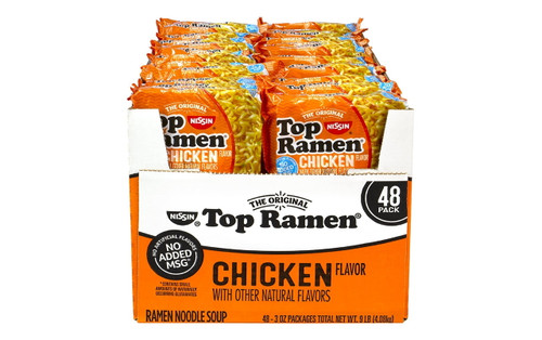 Nissin Top Ramen Chicken Ramen Noodle Soup, 3 Oz, 48 Count