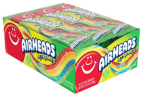 Airheads Xtremes Rainbow Berry Sour Candy, 2 Oz, 18 Count Box