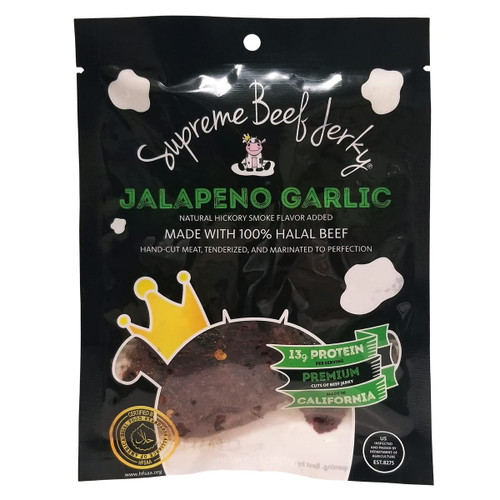 Halal Beef Jerky, Marinated Spicy Beef Jerky, Handcrafted Gourmet Meat Snacks, 2.5 Oz (jalapeno Garlic)