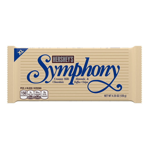 Hershey's, Symphony Milk Chocolate, Almonds And Toffee Xl Candy, 4.25 Oz, Bar