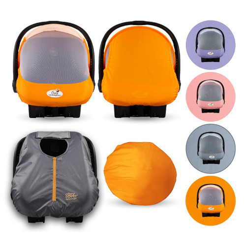Cozy Baby’s Orange Mango Combo Pack– One Sun & Bug Infant Carrier Cover Plus One Lightweight Summer Cozy Cover