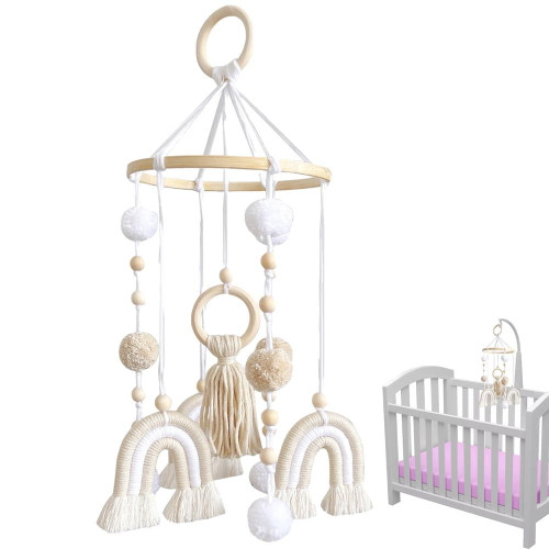 Ksruee Rainbow Mobile For Ceiling Crib Mobile For Girls Princess Crib Mobile Nursery Cot Mobile Macrame Rainbow Mobile Ceiling Mobile Newborn Bedroom Decoration Clever