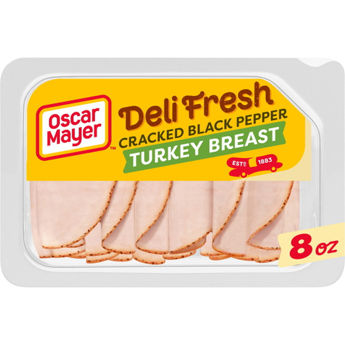 Oscar Mayer Deli Fresh Cracked Black Pepper Sliced Turkey Breast Deli Lunch Meat, 8 Oz Package