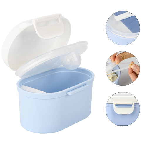 Portable Formula Dispenser With Scoop, Bpa Free Milk Powder Container, Baby Food Storage, Candy Fruit Box, Snack Containers, For Infant Toddler Children Travel - Blue