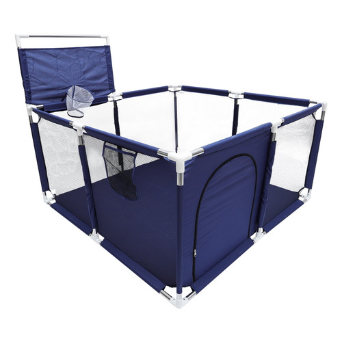 Large Kids Ball Pit Blue- Portable Indoor Outdoor Gate Playpen,sturdy Baby Ball Pool Children Safety Play Yard Fence With Football Door Frame