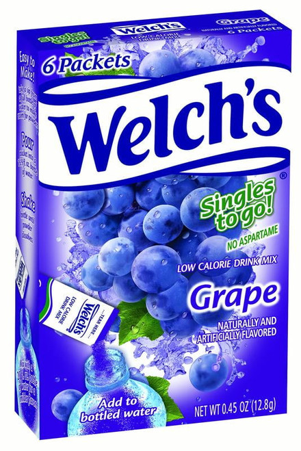 Welch's Singles To Go! Grape Drink Mix, 0.45 Oz., 6 Count