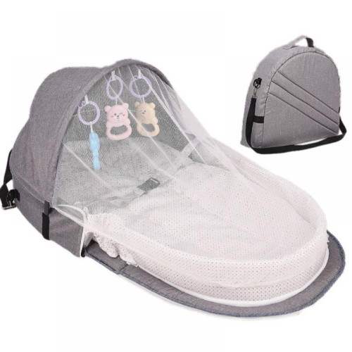 Retap Foldable Baby Crib Playpen Travel Infant Bassinet Bed Mosquito Net Bag With Toys