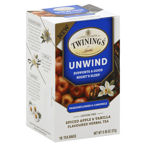 Twining Tea Unwind Passionflower & Chamomile Caffeine-free Spiced Apple & Vanilla Flavored Herbal Tea, 18 Bg [pack Of 6]