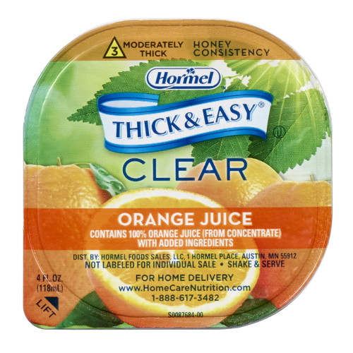 Thick & Easy Thickened Beverage Orange Juice Honey Consistency 4 Oz. Cup 24 Ct