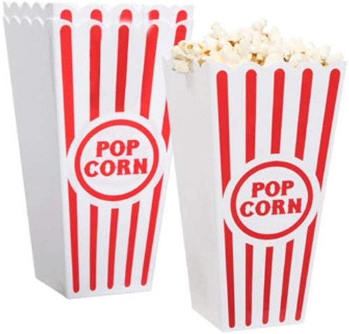 Popcorn Tub Red & White Striped Classic Popcorn Containers For Movie Night (4 Pack Small)