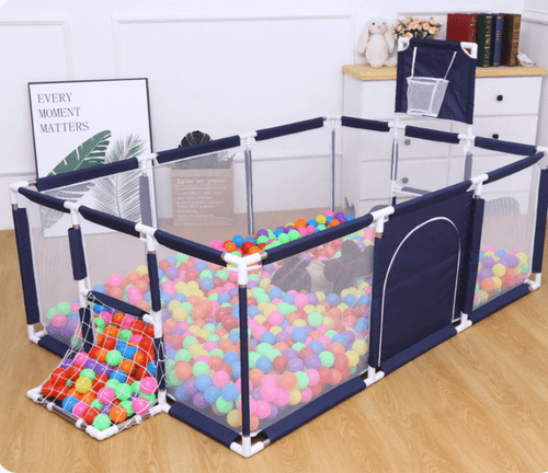 91x48x25 Inch Children's Play Fence Portable Child Playpen Rectangle Toddlers Play Yard With Door Activity Center Child Play Game Fence Anti-fall Play Pen-blue,red（balls Not Included）