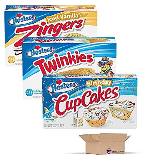 Tribeca Curations | Vanilla Lovers Snack Cake Variety Packs By Hostess | Twinkies, Zingers And Birthday Cupcakes