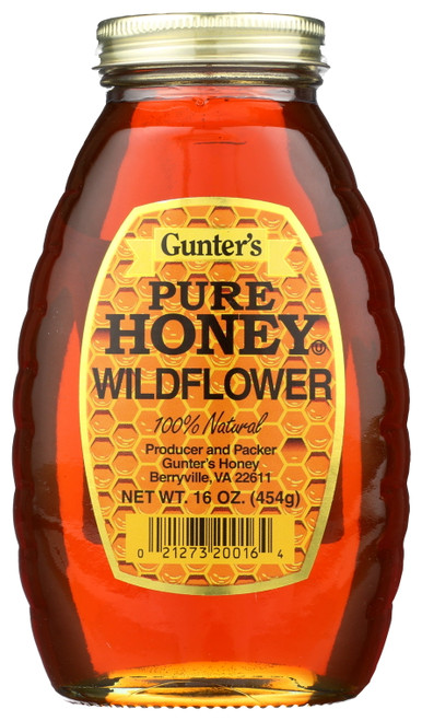 Gunter's Pure Wildflower Honey, 16 Oz Glass Jar
