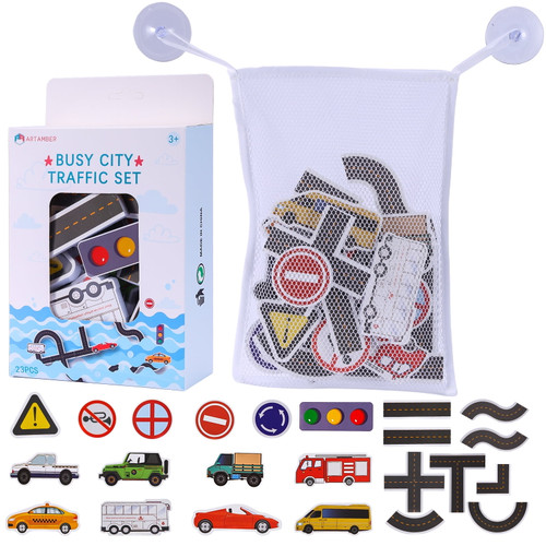 23pieces Baby Bath Toys Eva Sponge Foam Race Orbits Track Kids Bathroom Bath Tub Swimming Puzzle Play Toy