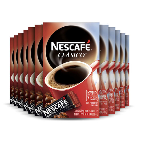 Nescafé Clásico Dark Roast Instant Coffee, 7 Count (pack Of 12)