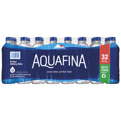 Aquafina Purified Bottled Drinking Water, 16.9 Oz, 32 Pack Bottles