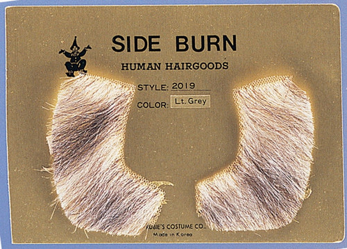 Light Grey Sideburns 100% Human Hair Pork Chop Side Burns Victorian