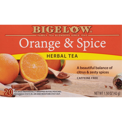 Bigelow Herbal Tea, Orange & Spice, Tea Bags, 20 Count