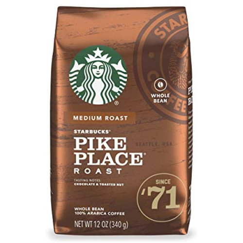 Starbucks Medium Roast Whole Bean Coffee — Pike Place Roast — 1 Bag (12 Oz.)