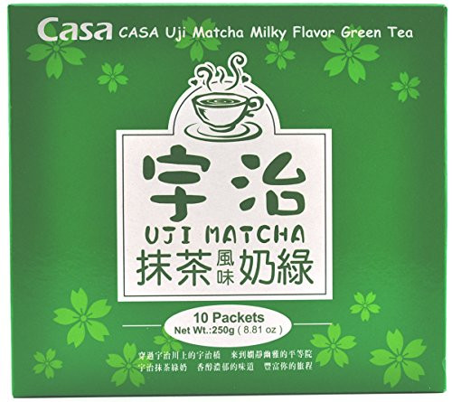 Ninechef Bundle - Casa Uji Matcha Milky Flavor Green Tea (10 Pk) 1 Box + 1 Ninechef Brand Long Handle Spoon