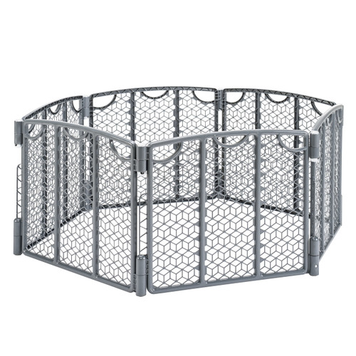 Versatile Play Space Adjustable Freestanding Playard, Cool Gray