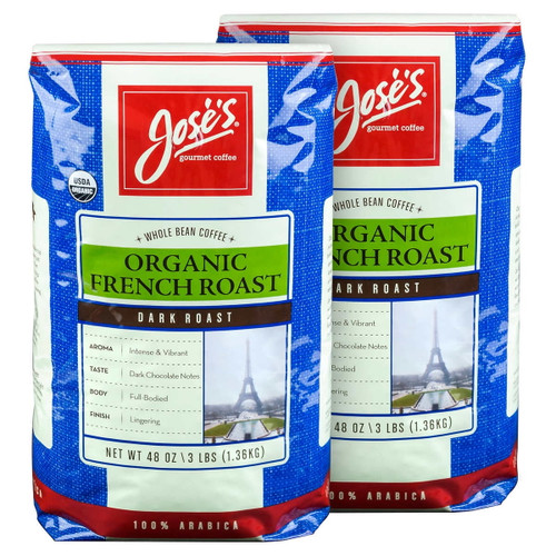 Jose’s Organic French Dark Roast Whole Bean Coffee, 3 Lb, 2-pack