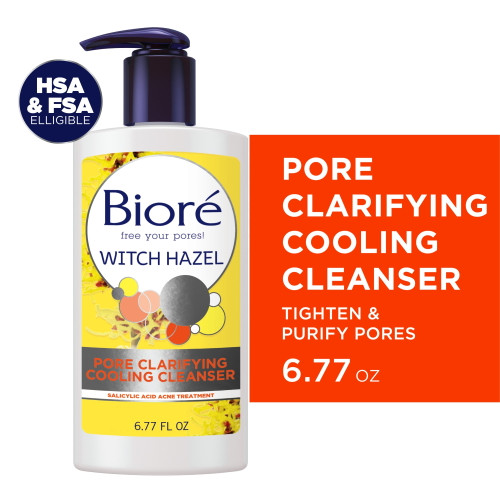 Biore Witch Hazel Clarifying Salicylic Acid Face Wash For Oily, Acne Prone Skin, 6.77 Fl Oz (hsa/fsa Approved)