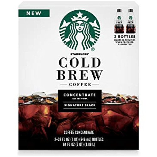 Starbucks Coffee Cold Brew Concentrate 2 Bottles Of 32 Fl Oz Net Wt 64 Fl Oz, Signature Black, 64 Fl Oz
