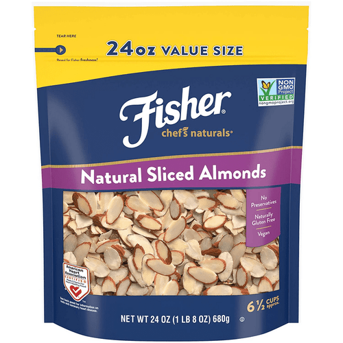 Fisher Chef's Naturals Sliced Almonds, 24 Oz, Naturally Gluten Free, No Preservatives, Non-gmo