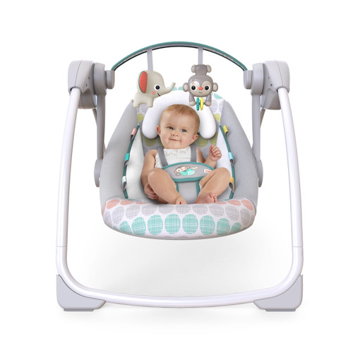 Whimsical Wild Portable Compact Baby Swing With Taggies, Unisex, Newborn And Up