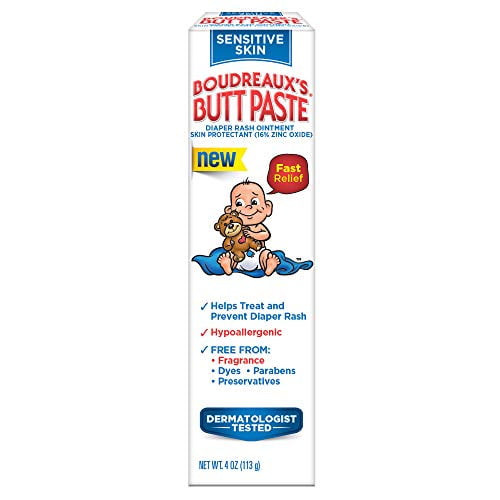 Boudreaux's Butt Paste Sensitive Skin Diaper Rash Ointment, 4 Oz Tube