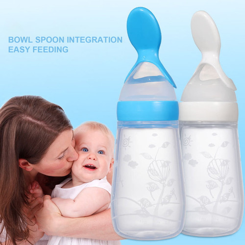 Raox 125ml Feeding Bottle With Cover Fresh-keeping Food Grade Material Baby Food Dispensing Spoon For Newborn