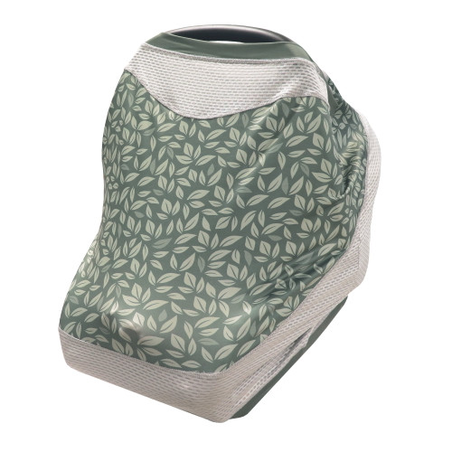 Boppy 4 And More Multi-use Cover | Green Leaves | Quick Drying Upf 50+ Knit Fabric And Breathable Mesh | Car Seat Canopy, Nursing Scarf, Shopping Cart Cover, High Chair Cover And More
