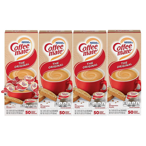 Nestle Coffee Mate Coffee Creamer, Original, Liquid Creamer Singles, Non Dairy, No Refrigeration, Box Of 50 Singles (pack Of 4)