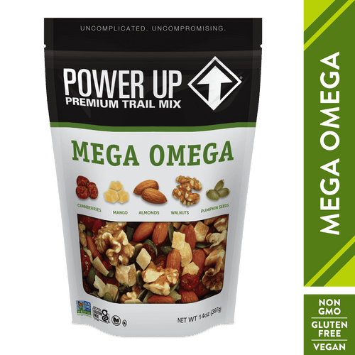 Power Up Mega Omega Trail Mix From Gourmet Nut, Resealable Bag, Gluten Free 14 Oz