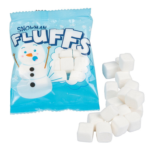 Snowman Fluffs Marshmallow Candy Fun Packs, Edibles, Winter, 72 Pieces
