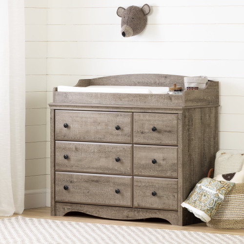 South Shore Angel Changing Table 6 Drawers, Weathered Oak
