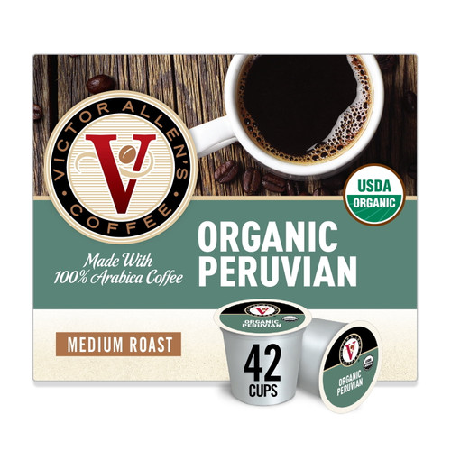 Victor Allen's Coffee Organic Peruvian, Medium Roast, 42 Count, Single Serve Coffee Pods For Keurig K-cup Brewers