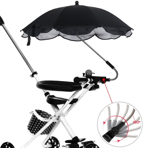 Everso Baby Stroller Parasol, Clamp-on Shade Umbrella, With Umbrella Clip Fixing Device, 360 Degree Adjustable Uv Protection Umbrella