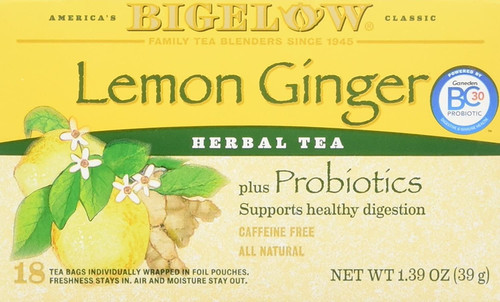 Bigelow Tea Herbal Tea Plus Probiotics Lemon Ginger - 18 Tea Bags