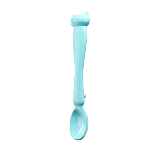 Baby Food Feeding Spoon Infant High-temperature Resistant Silicone Spoon, Temperature Induction, Blue, Long Type