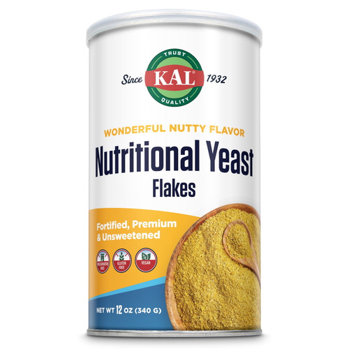 Kal Nutritional Yeast Flakes, Fortified With B12, Folic Acid & Other B Vitamins, Unsweetened, Great Nutty Flavor, Vegan & Gluten Free, 60-day Money Back Guarantee, Made In The Usa