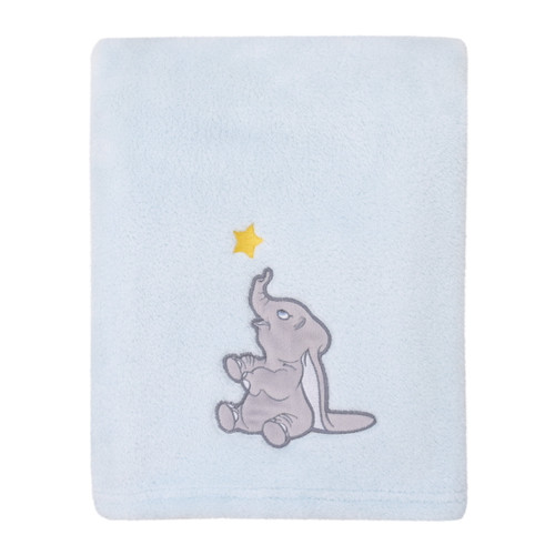 Disney Dumbo - Shine Bright Little Star Aqua, Grey And Yellow Super Soft Baby Blanket With Applique