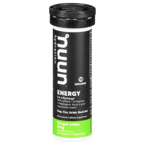 Nuun - Energy Effervescent Caffeine Supplement Ginger Lime Zing - 10 Tablets