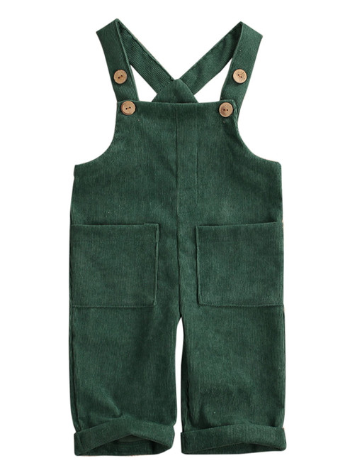 Izhansean Toddler Kid Baby Boys Girls Corduroy Romper Jumpsuit Bib Pants Overalls Clothes Green 6-12 Months