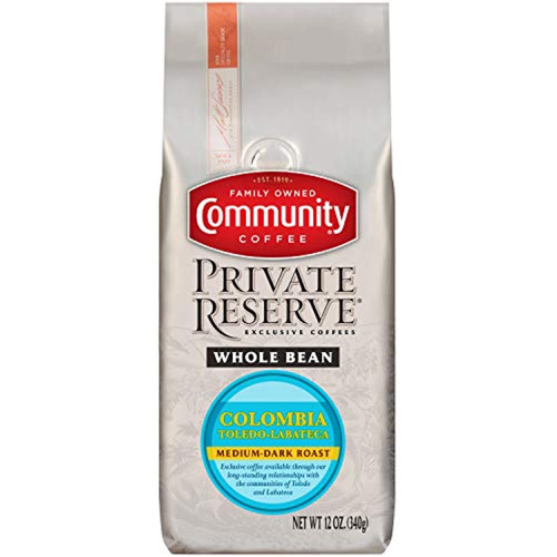 Community Coffee Private Reserve Colombia Toledo Labateca Whole Bean Coffee, Medium Dark Roast, 12 Ounce Bag (pack Of 3)